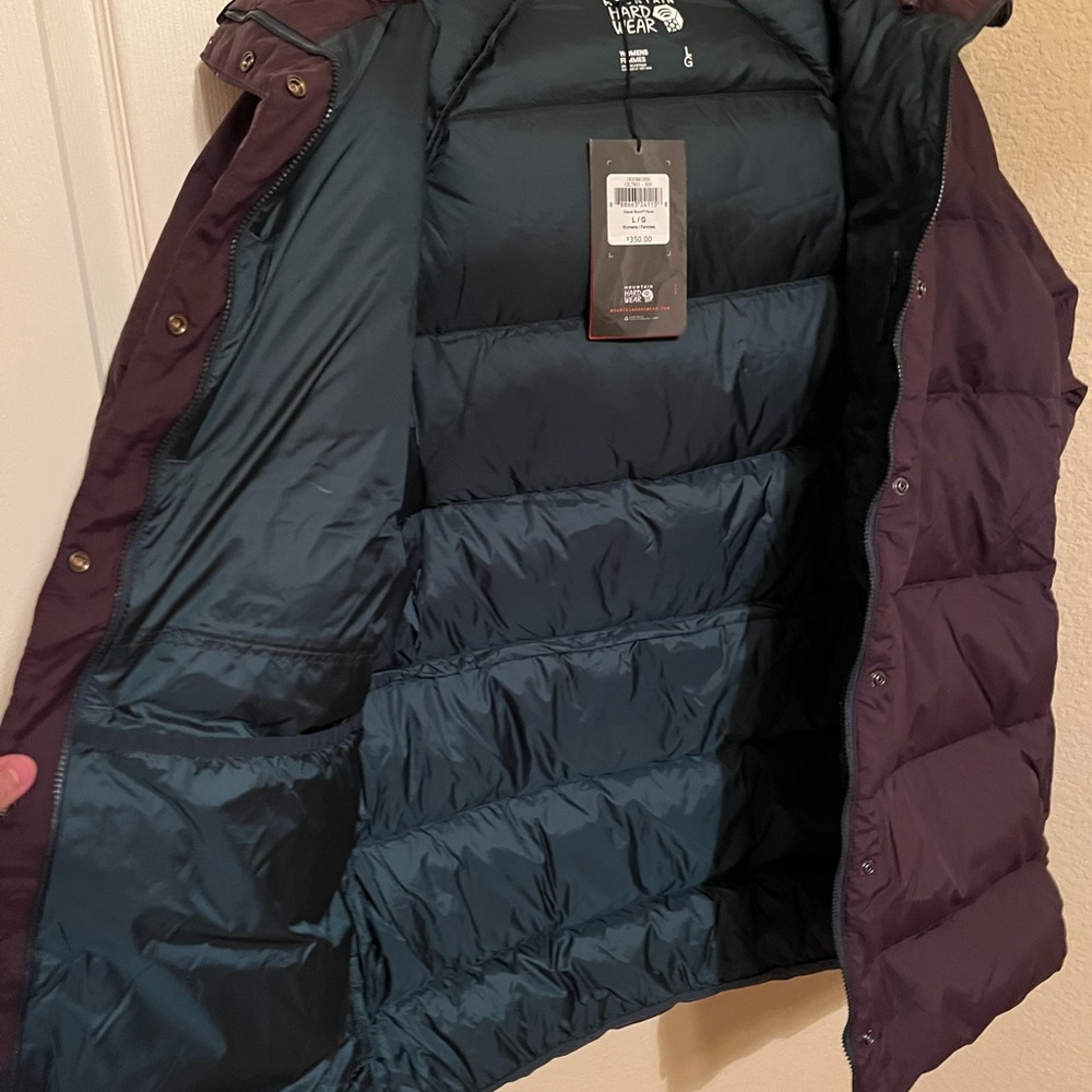 Mountain Hardwear Glacial Storm Parka Womens Large Purple Down Puffer Jacket NEW - Picture 4 of 6